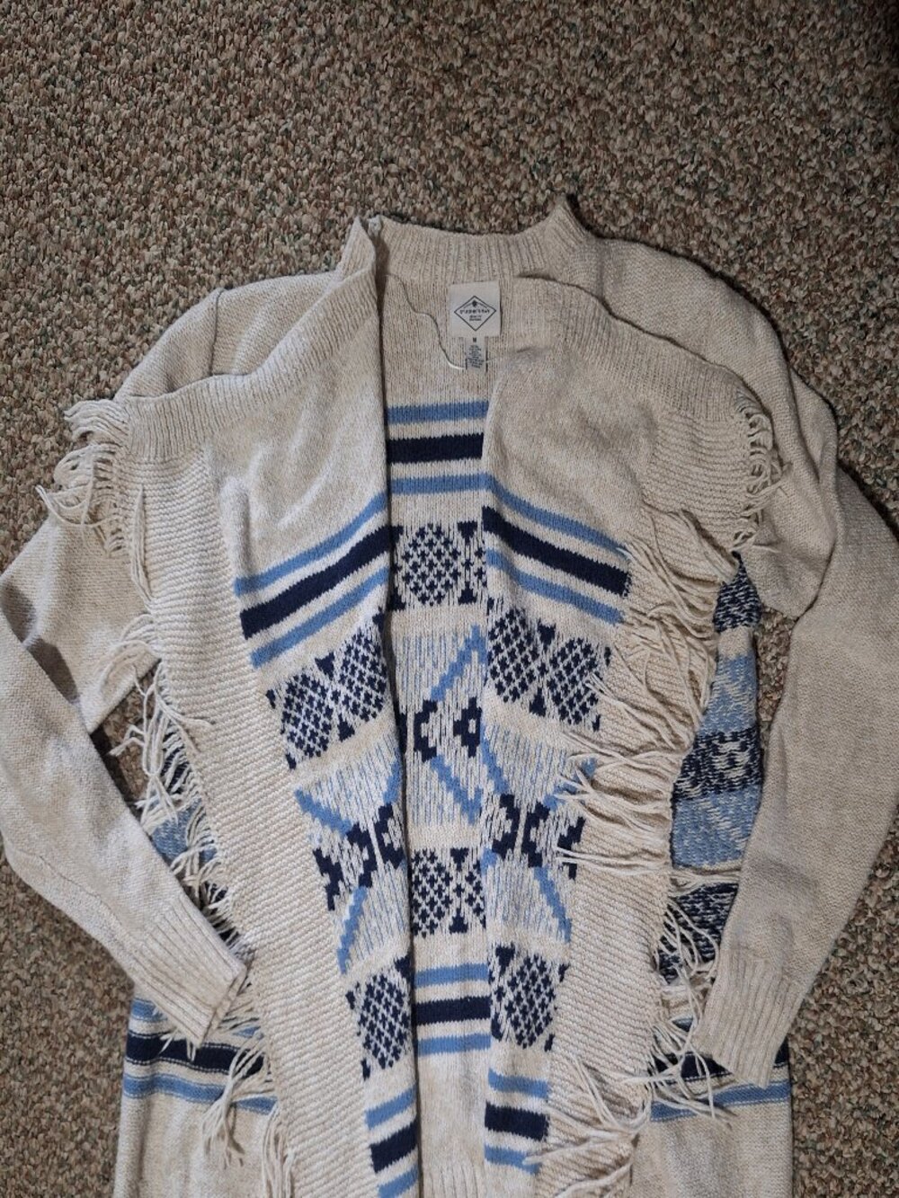 St. Johns Bay Western Fringe Cardigan Sweater Size Medium